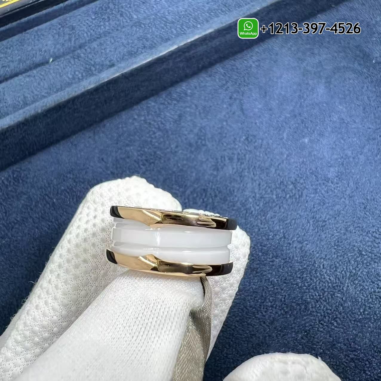 Bvlgari B.Zero1 White Ceramic Spiral 18K Rose Gold Two-Band Ring 347007