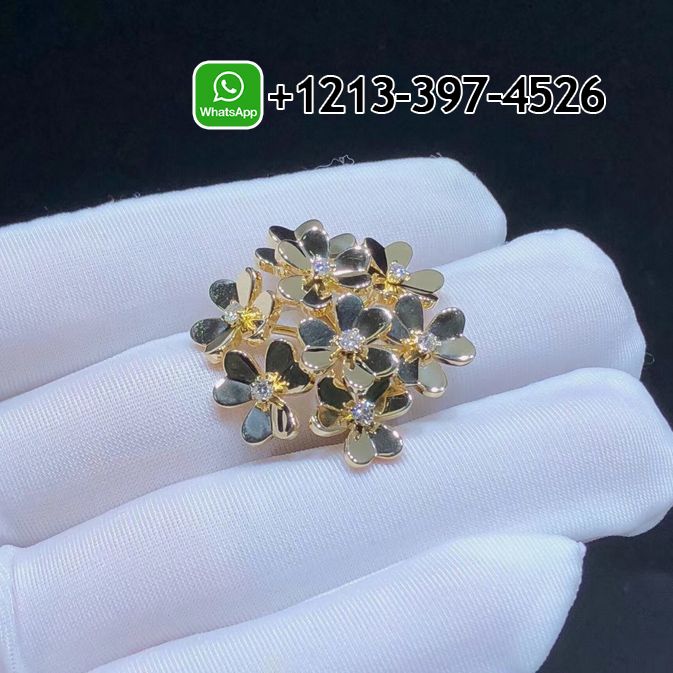 Van Cleef & Arpels 18K Yellow Gold Diamond Frivole 8 Flowers Ring VCARB67700