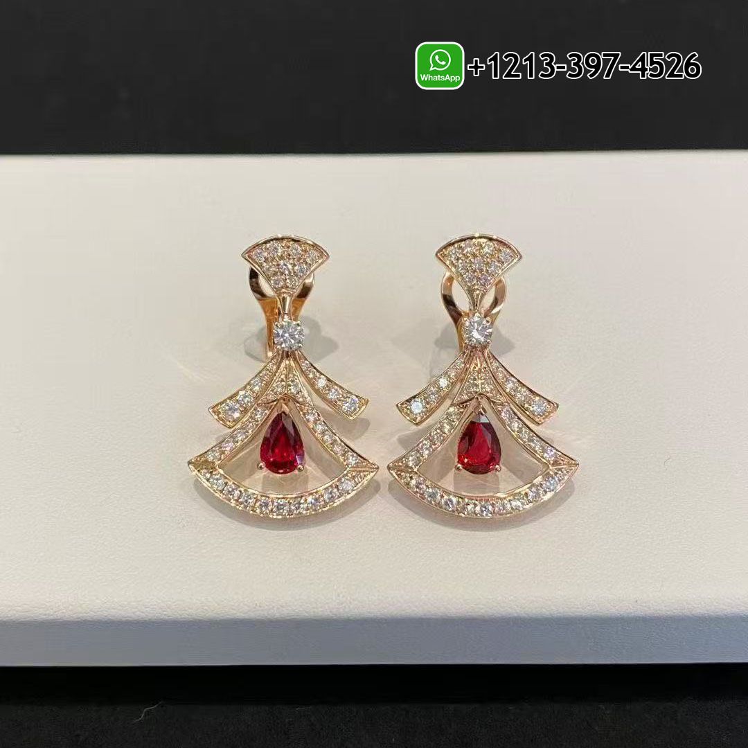 Bvlgari Divas’ Dream Diamond 18K Rose Gold Ruby Earrings 356954