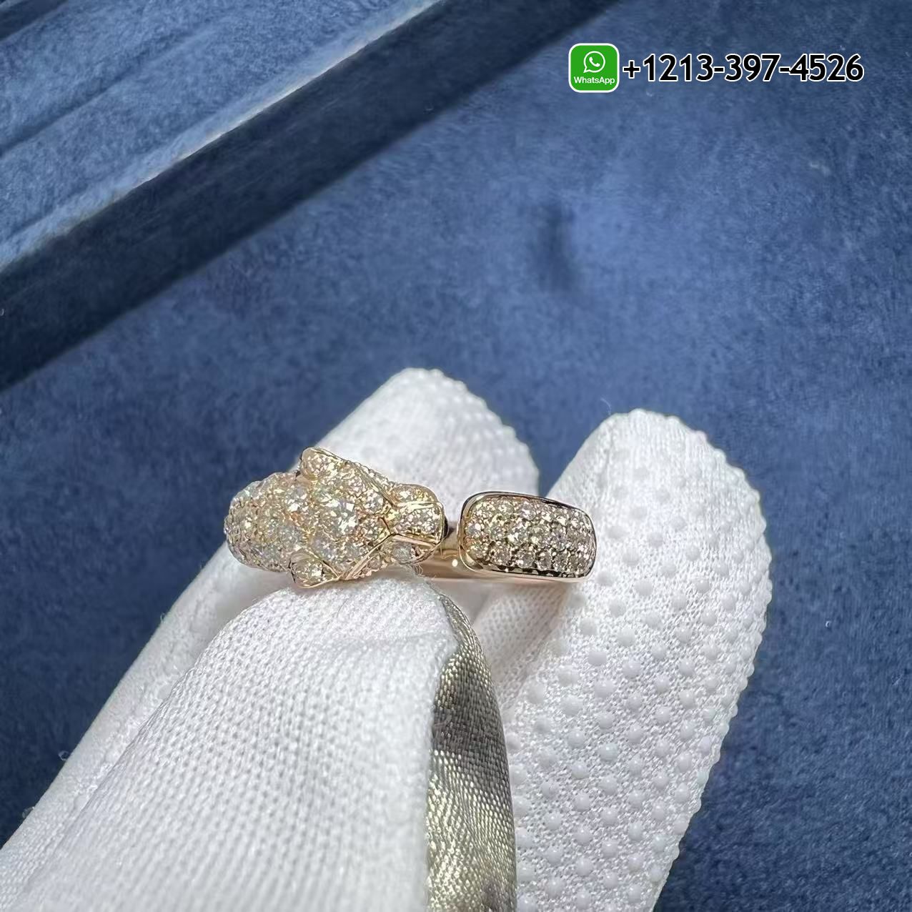 Cartier 18k Rose Gold Pave Diamond Panthere de Cartier Small Model Ring N4765500