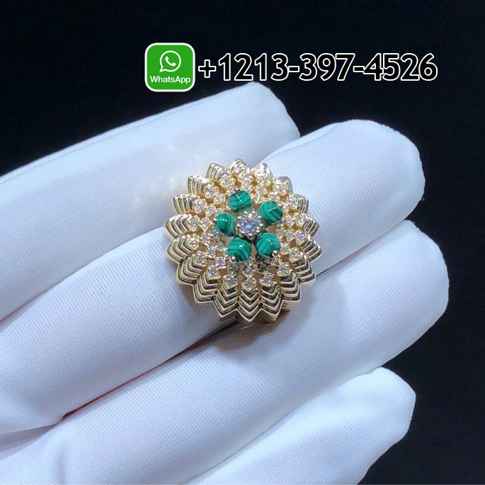 Cartier Cactus De Cartier Malachite Diamond 18K Yellow Gold Ring