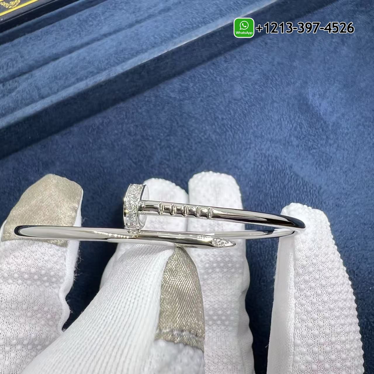 Custom Cartier Juste Un Clou Diamonds 18k White Gold Small Model Nail Bracelet