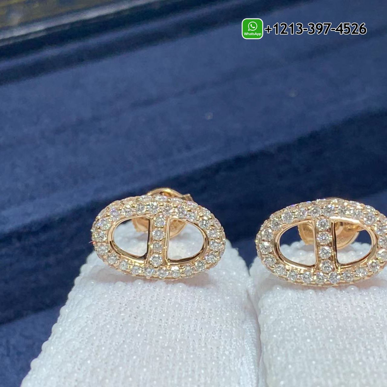 Hermès 18K Rose Gold Diamond Chaine d’Ancre Earrings