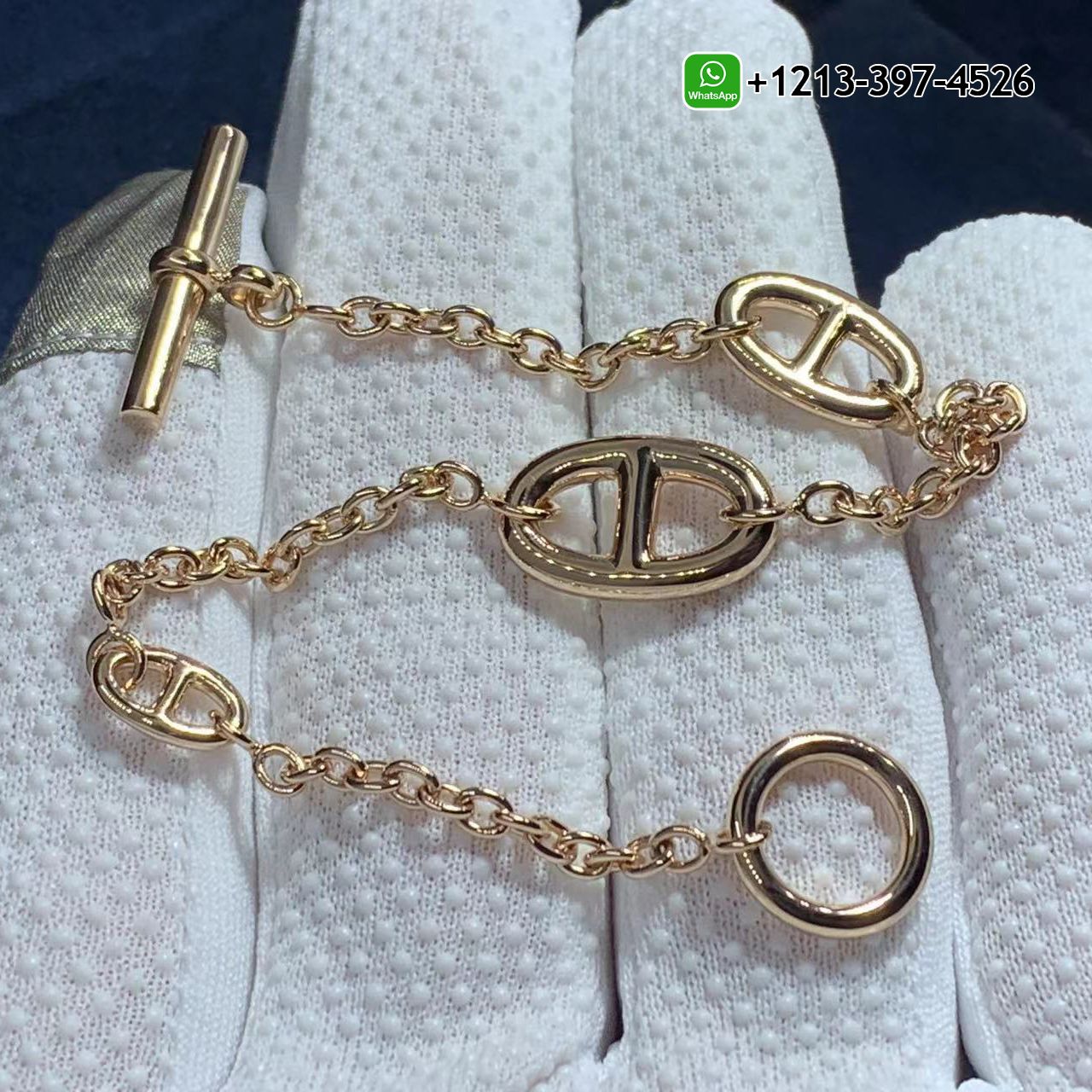 Hermes Farandole 18K Yellow Gold Drop Small Model Bracelet H107570B 00SH