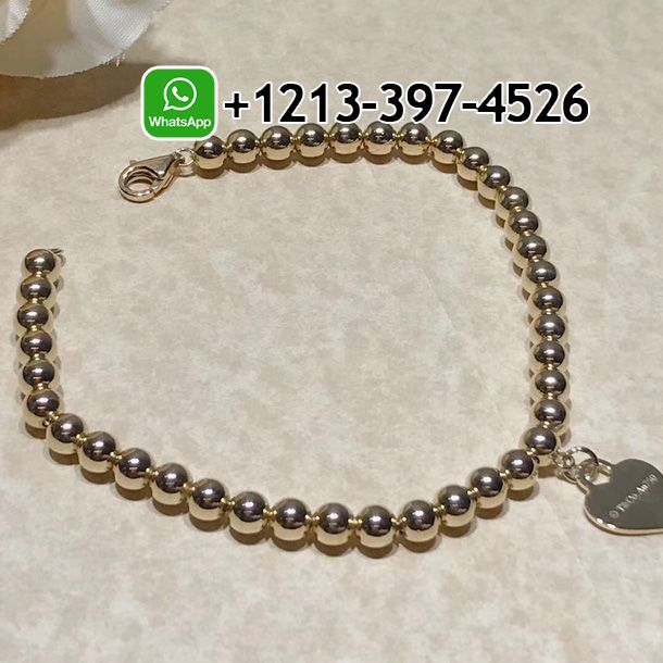 Tiffany 18K Yellow Gold Bead Return To Tiffany Heart Tag Bracelet