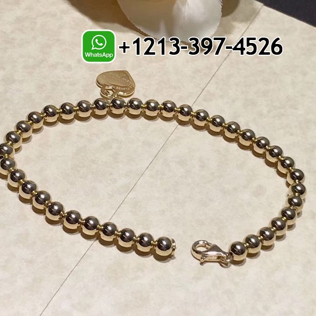 Tiffany 18K Yellow Gold Bead Return To Tiffany Heart Tag Bracelet