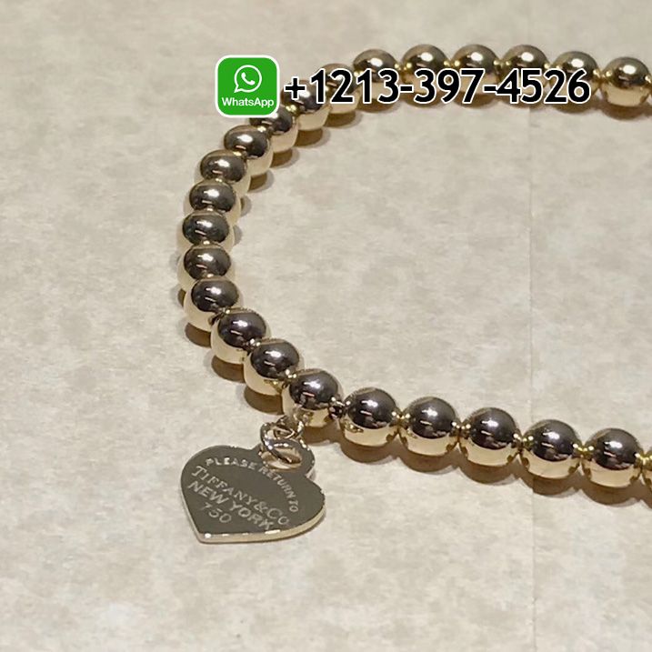 Tiffany 18K Yellow Gold Bead Return To Tiffany Heart Tag Bracelet