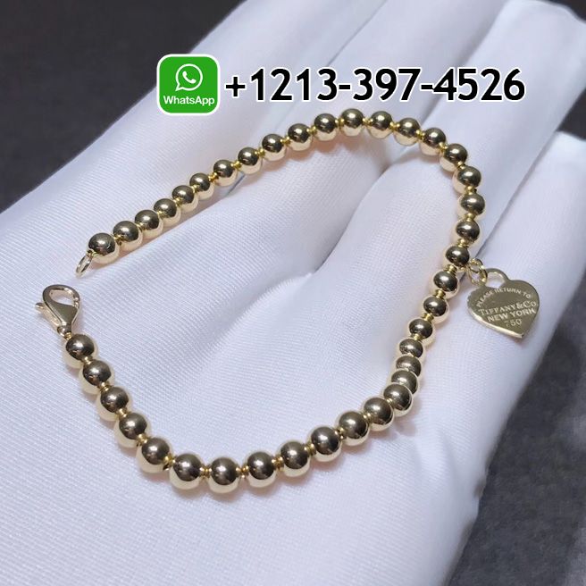 Tiffany 18K Yellow Gold Bead Return To Tiffany Heart Tag Bracelet