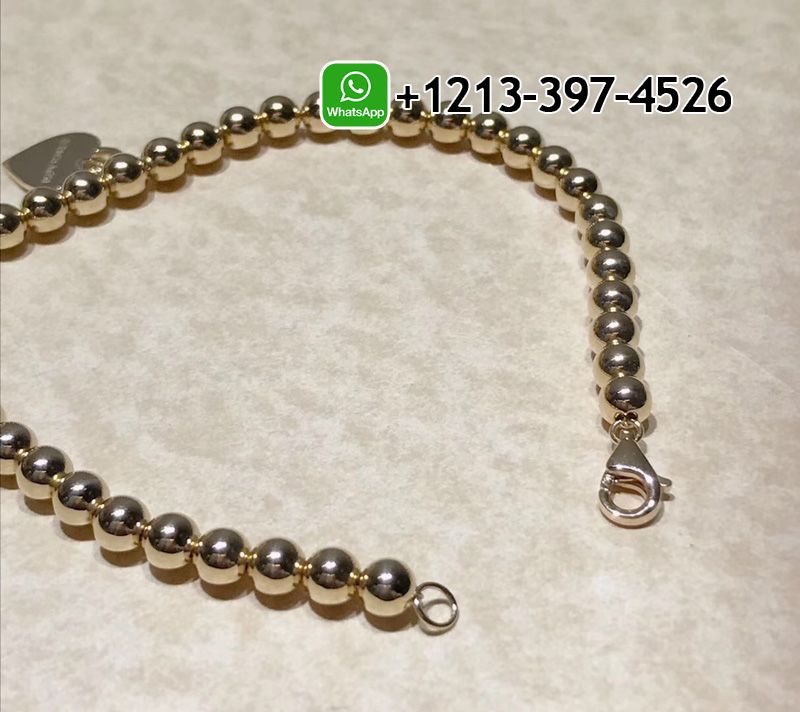 Tiffany 18K Yellow Gold Bead Return To Tiffany Heart Tag Bracelet