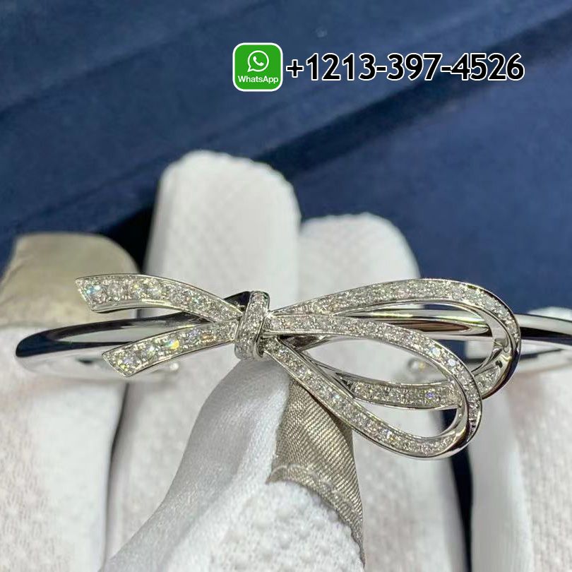 Tiffany & Co. 0.82 CTW Diamond 18 Karat White Gold Tiffany Bow Cuff Bracelet