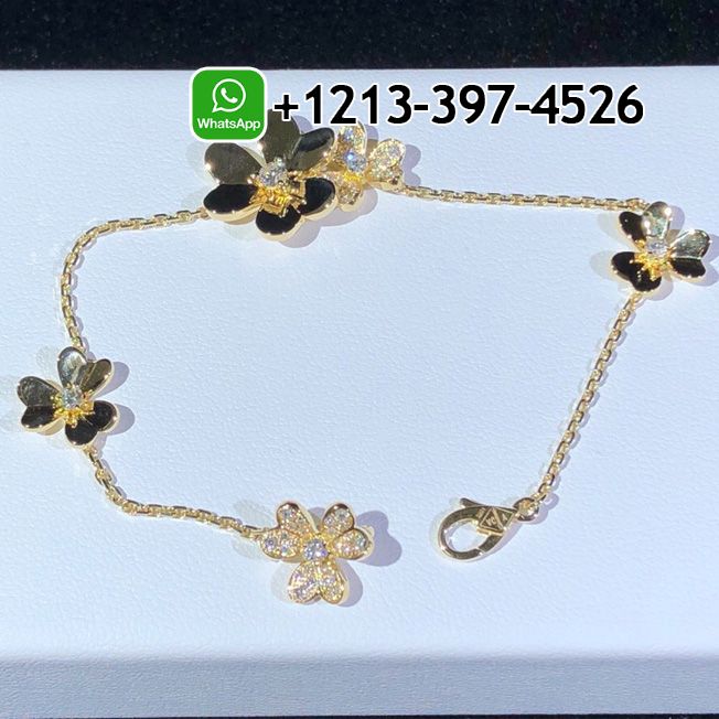 Van Cleef & Arpels 18K Yellow Gold Diamond Frivole 5 Flowers Bracelet VCARP3W400