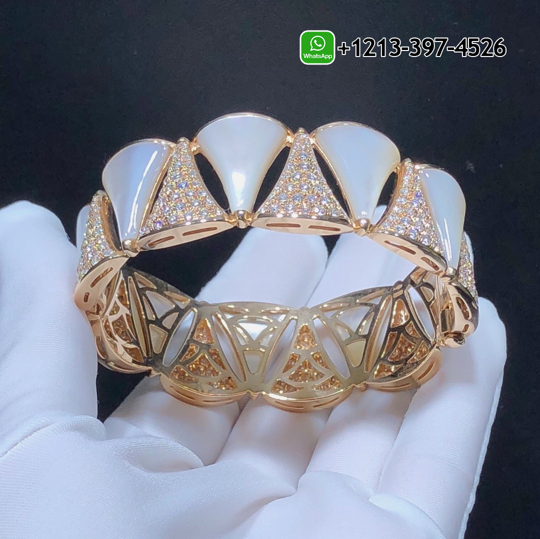 Bvlgari Divas Dream 18k Rose Gold Pave Diamond Mother-of-Pear High Jewelry Bracelet
