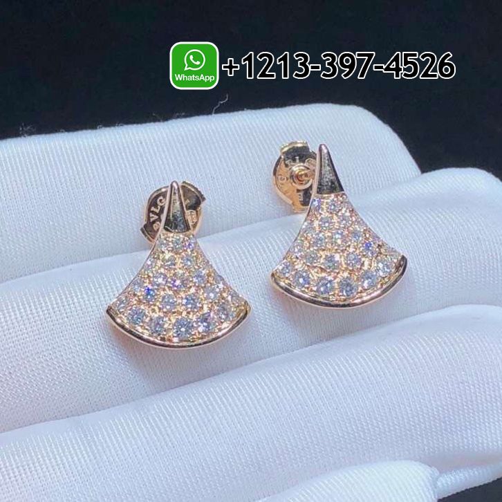 Bvlgari Divas’ Dream Pave Diamonds 18k Rose Gold Stud Earrings