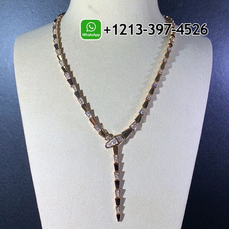 Bvlgari Serpenti Viper Diamond 18k Rose Gold Necklace 353037