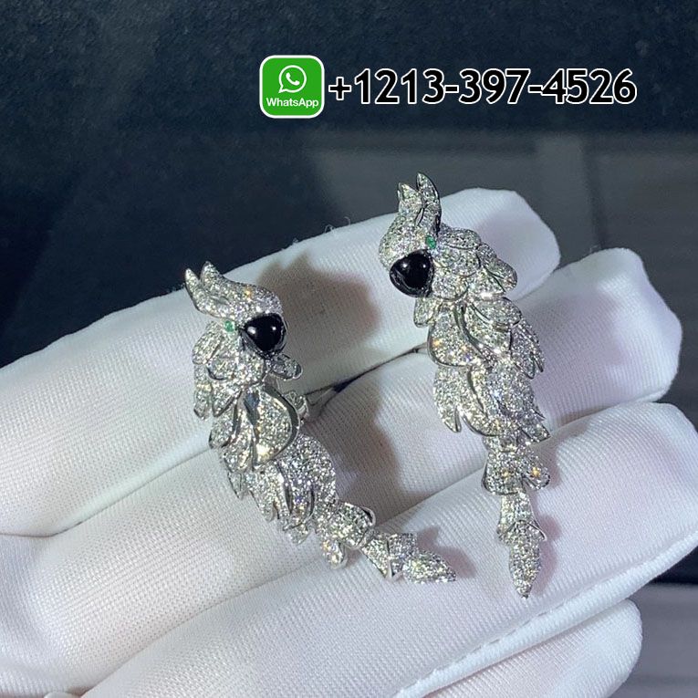 Cartier Les Oiseaux Liberes 18K White Gold Diamond Earrings N8503300