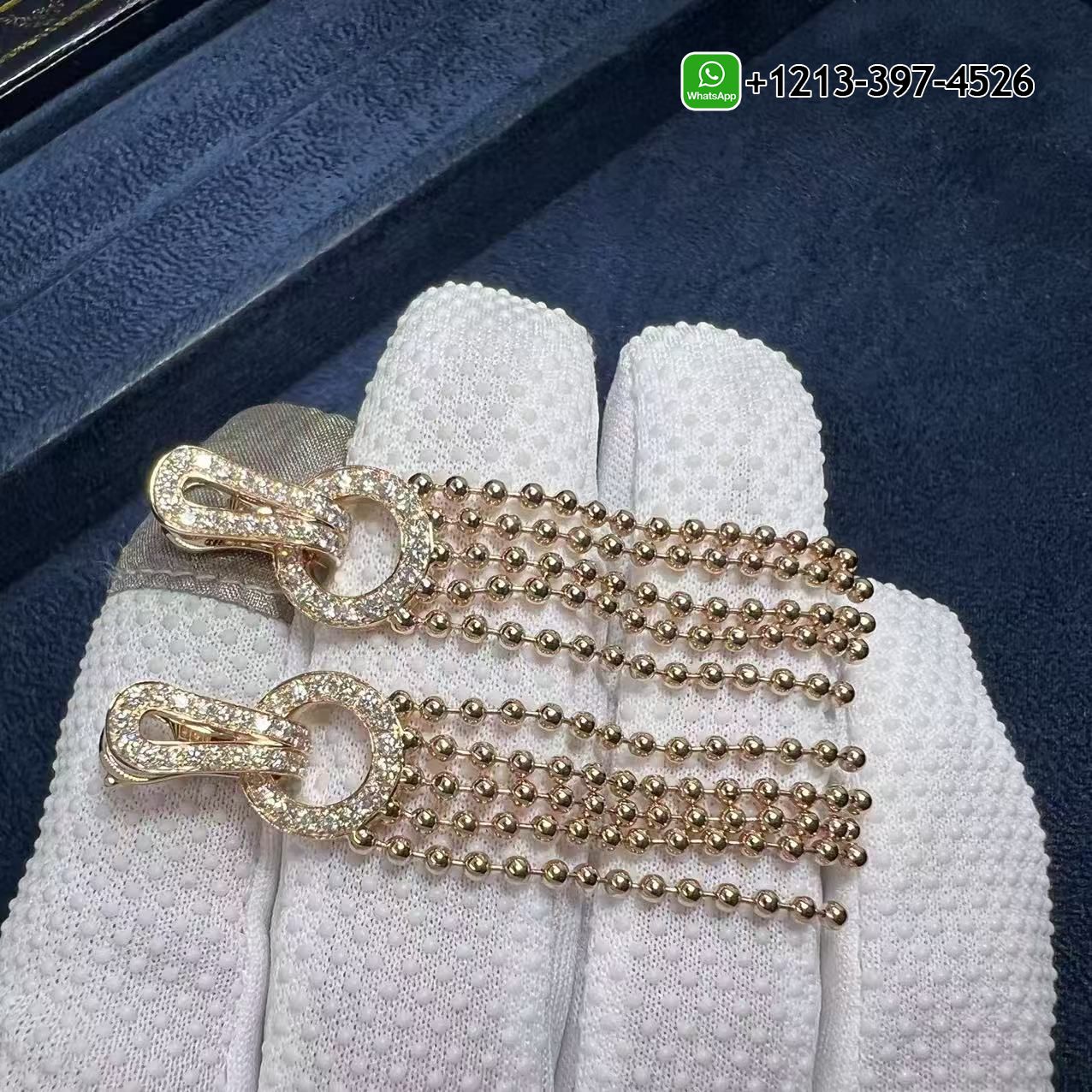 Cartier 18k Rose Gold Diamonds Agrafe Tassels Earrings N8515226