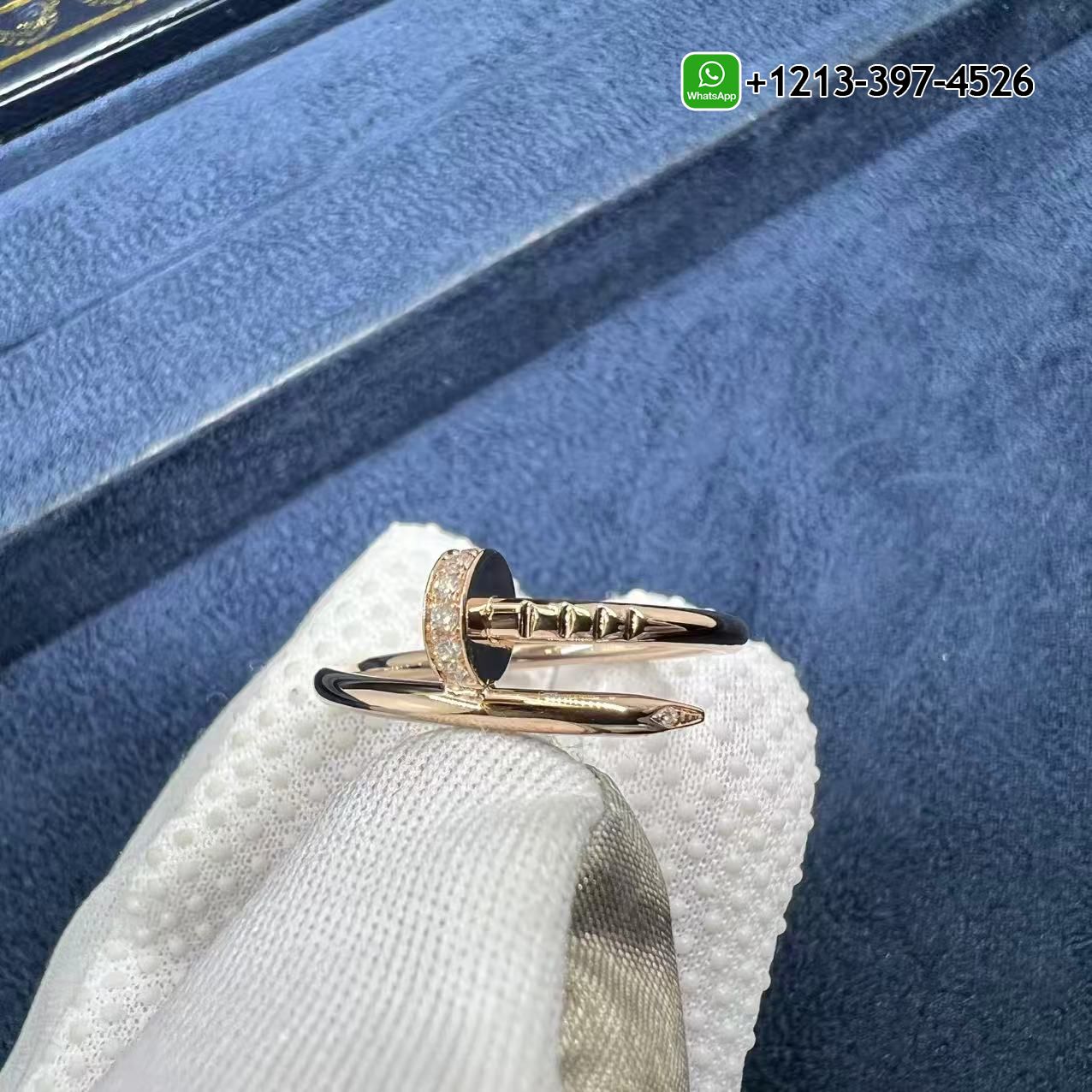 Classic Cartier Juste Un Clou 18k Rose Gold 0.08ct Diamond Small Model Nail Ring B4244800
