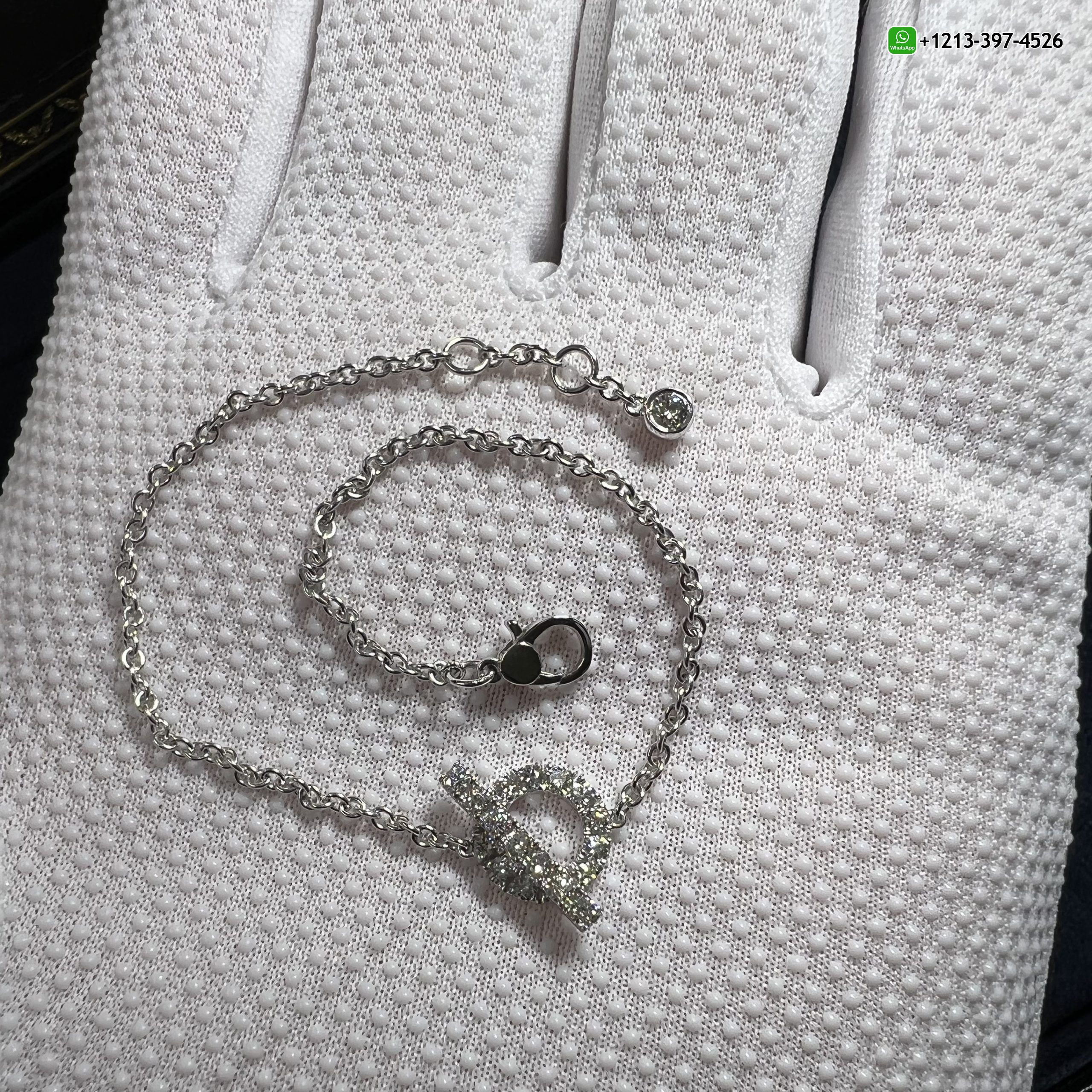 Hermes Finesse Diamond 18K White Gold Bracelet H219410B 00LG