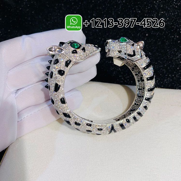 Cartier Indomptables de Cartier Tiger and Giraffe 18k White Gold Pave Diamonds Onyx Bracelet H6038216