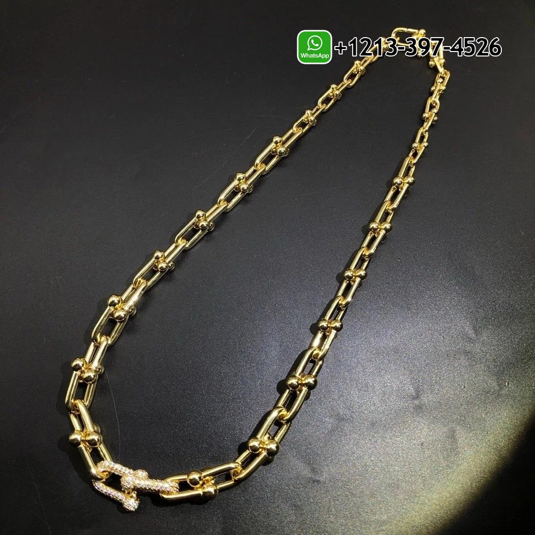 Tiffany & Co. HardWear Graduated Link 18K Yellow Gold Diamonds Necklace
