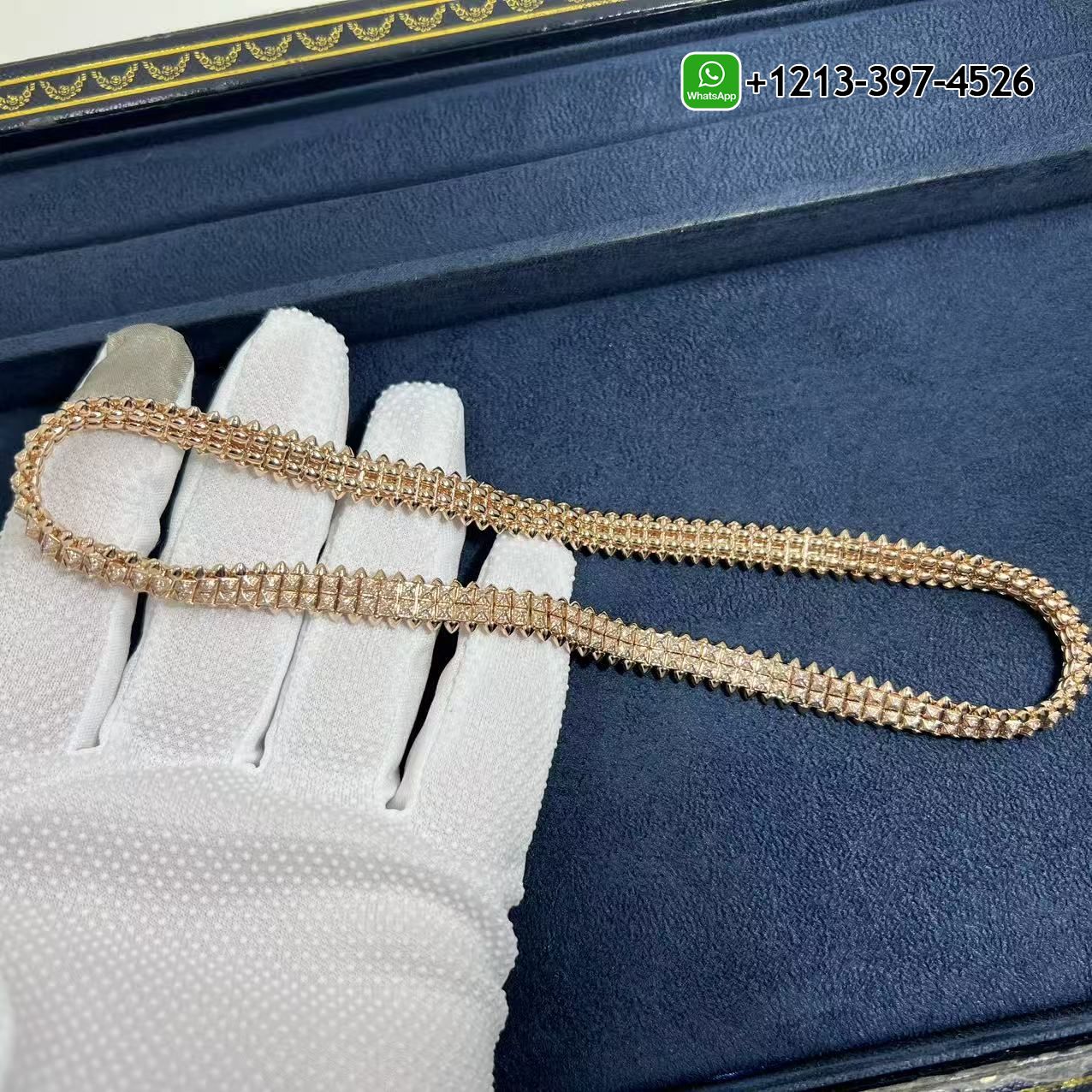 Cartier Clash de Cartier Pure 18k Rose Gold Flexible Paved Diamond Necklace N7424464