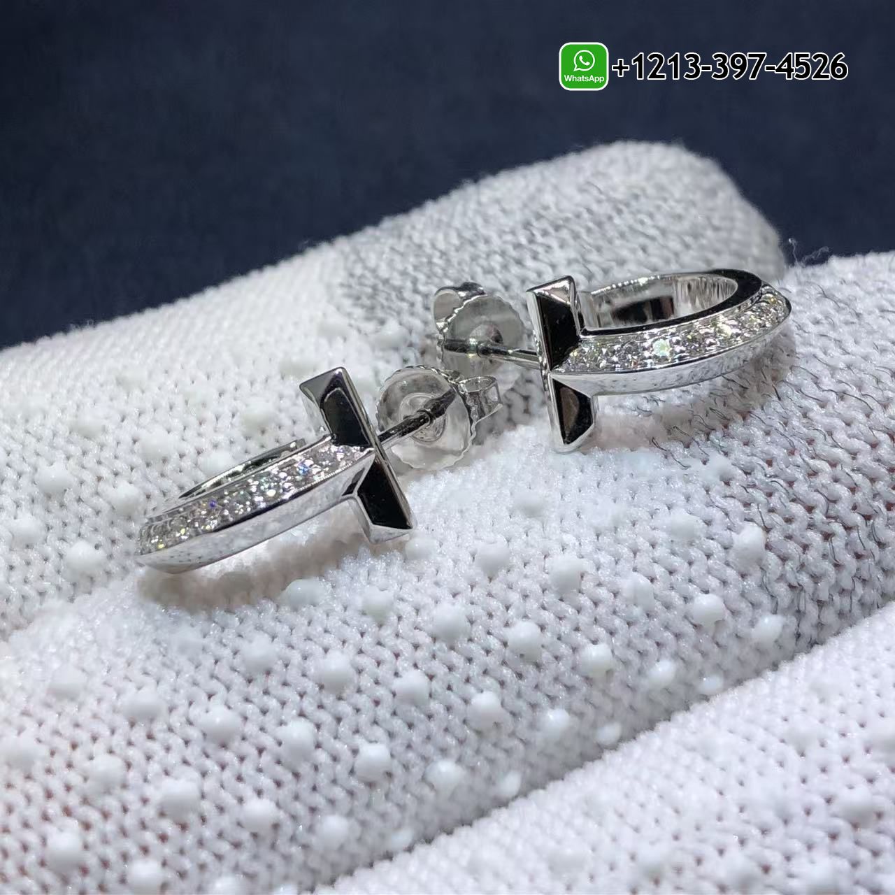 Tiffany & Co. T1 18k White Gold Diamond Extra Small Hoop Earrings 69783031